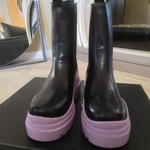 Black and purple platform boots
